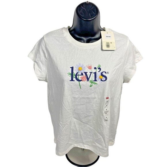 Levis T Shirt Size M Floral Spell Out Womens NEW Country Graphic Daisy Flowers - Picture 2 of 13